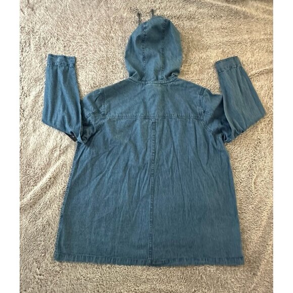 Woman Within Jacket Womens L 18/20 Blue Full Zip Hoodie Denim Jean Chore Field - Picture 14 of 14